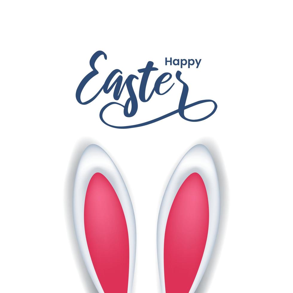 happy easter day concept with bunny rabbit ears illustration with white background vector