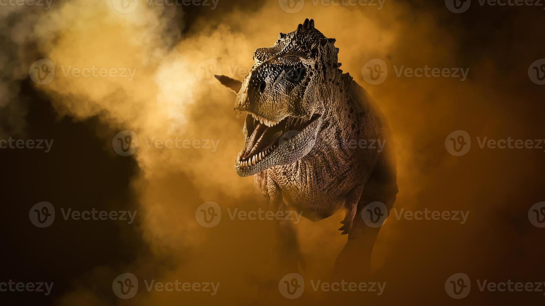 Ekrixinatosaurus Epitaph Dinosaur on smoke background photo