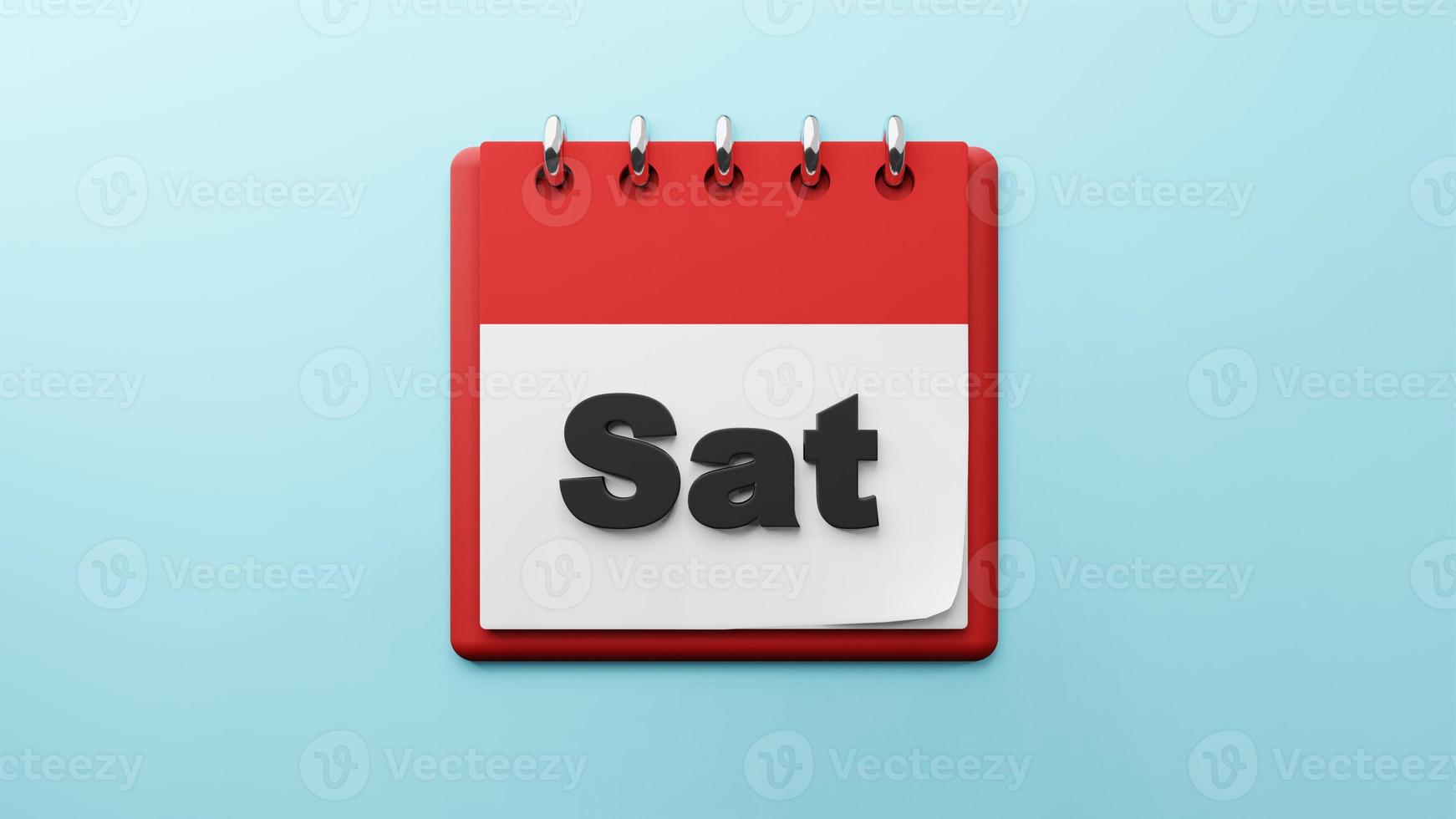 SAT Saturday on  paper desk  calendar  3d rendering photo