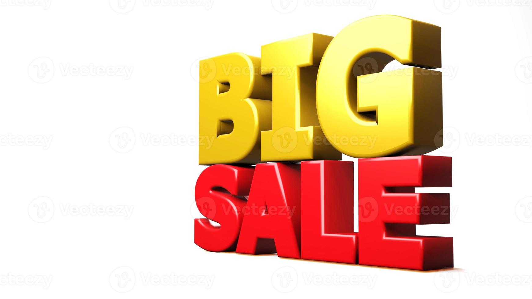 3D render big sale isolated background. 3D illustration photo