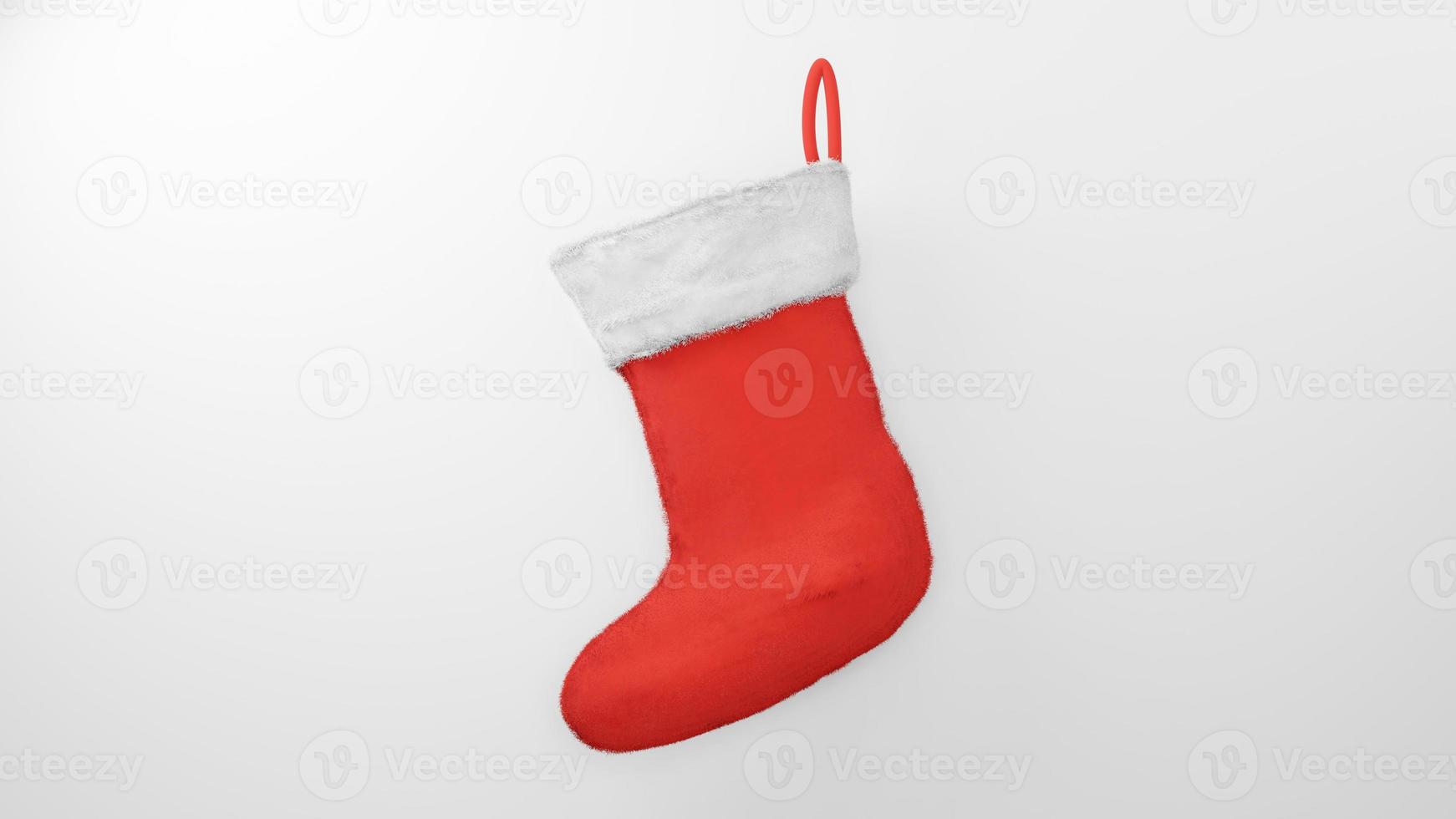 Red Santa sock on white background , 3D render photo