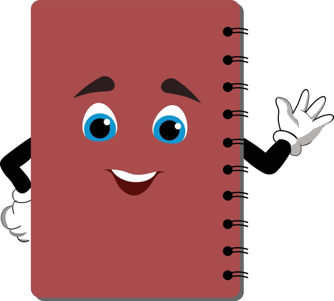 un bonito cuaderno rosa con cara sonriente vector