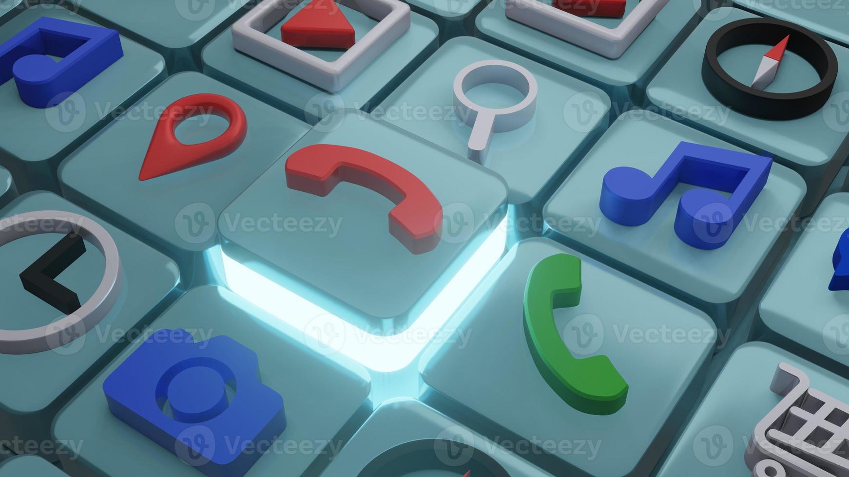 phone icon on square shape , 3d rendering photo