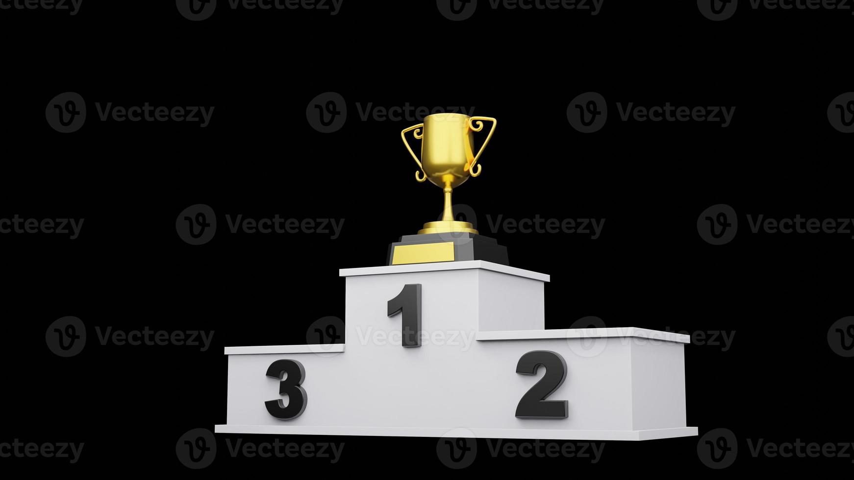 winner podium with Gold Trophy Cup 3d rendering photo