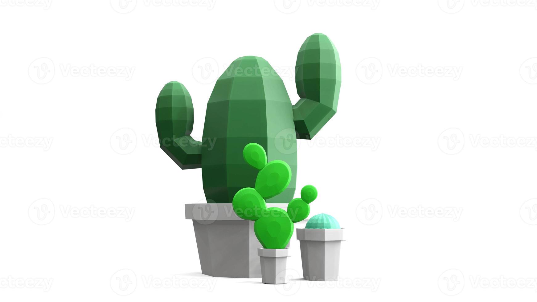 3d render cactus polígono bajo foto