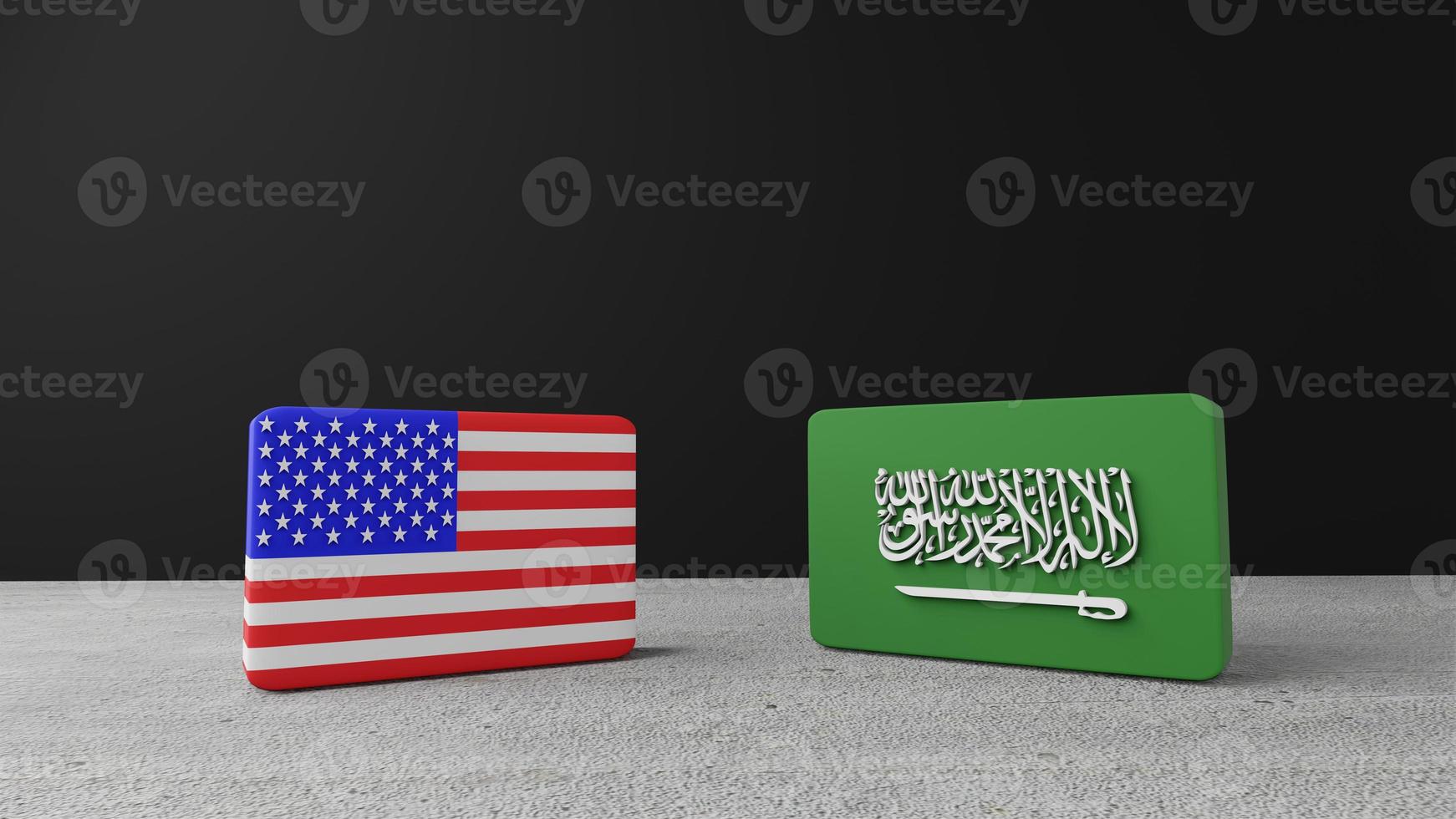 United States of America square flag with Saudi Arabia square flag , 3d rendering photo