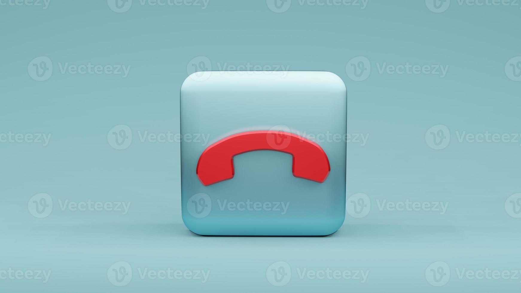 phone icon on square shape , 3d rendering photo