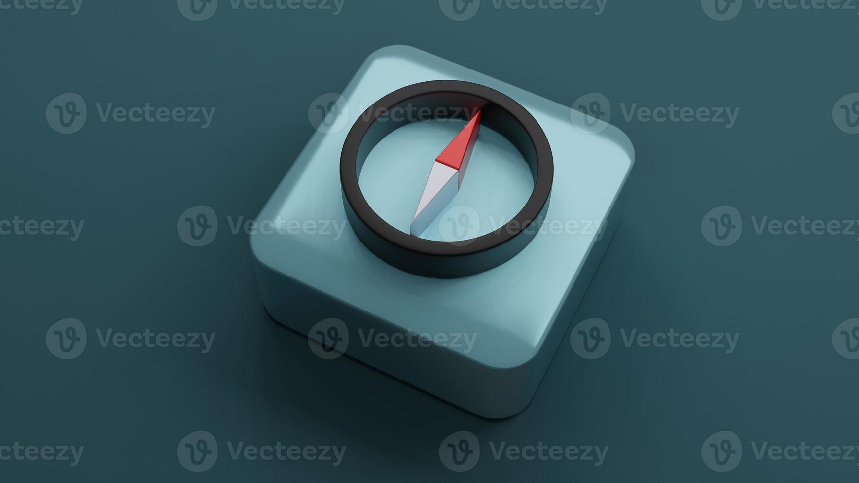 compass icon on square shape , 3d rendering photo