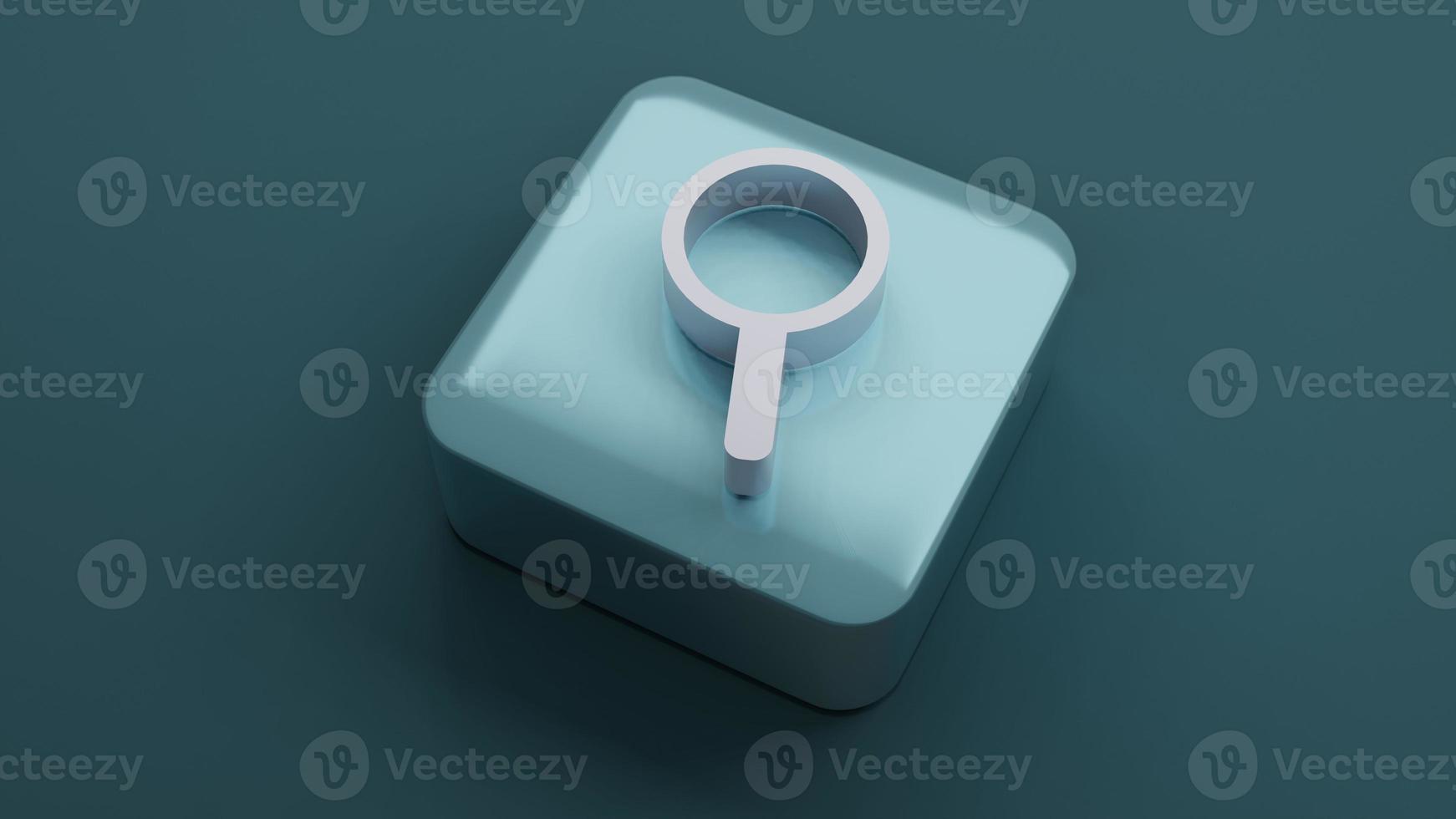search icon on square shape , 3d rendering photo