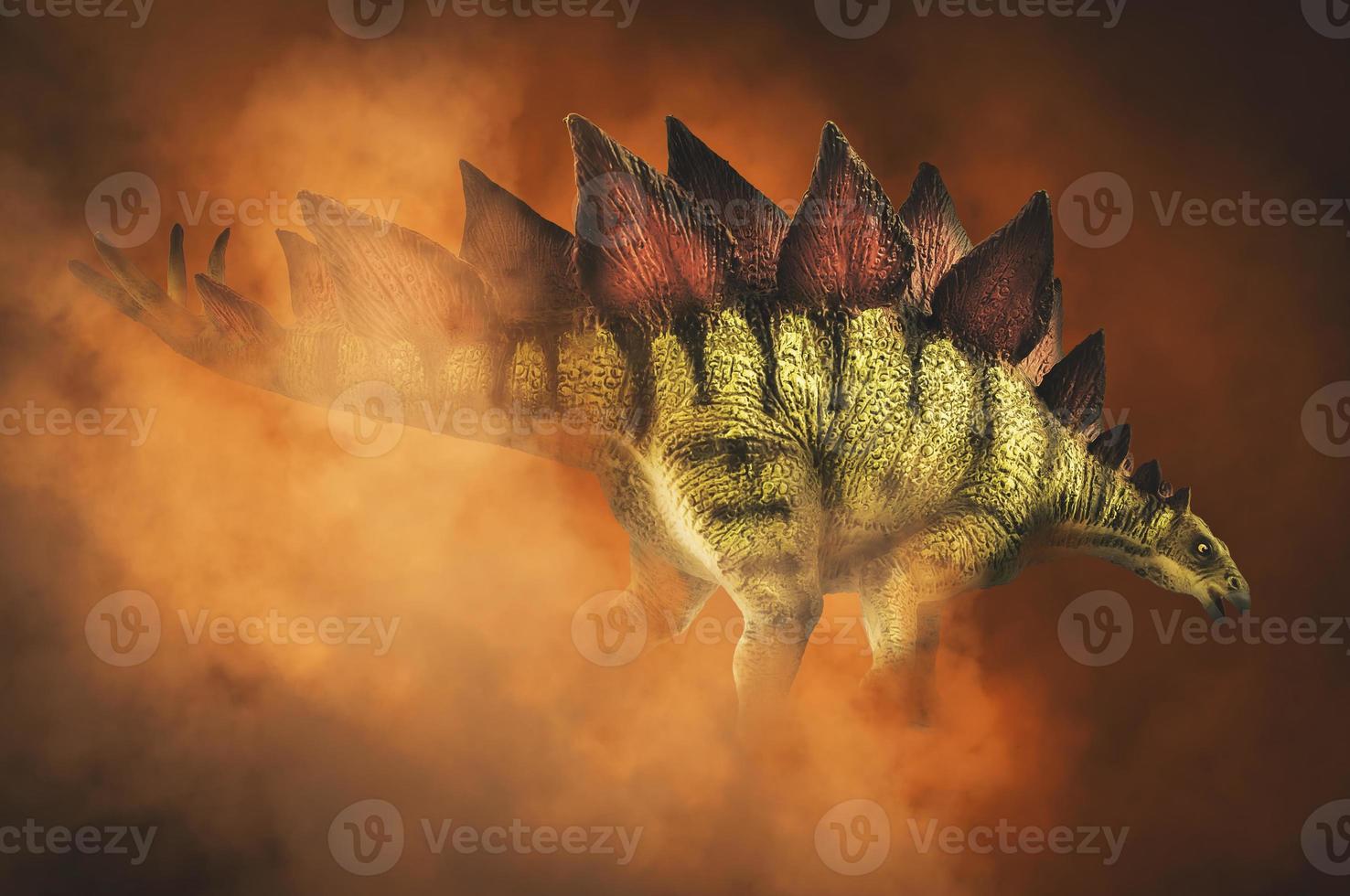 Stegosaurus , dinosaur on smoke background photo