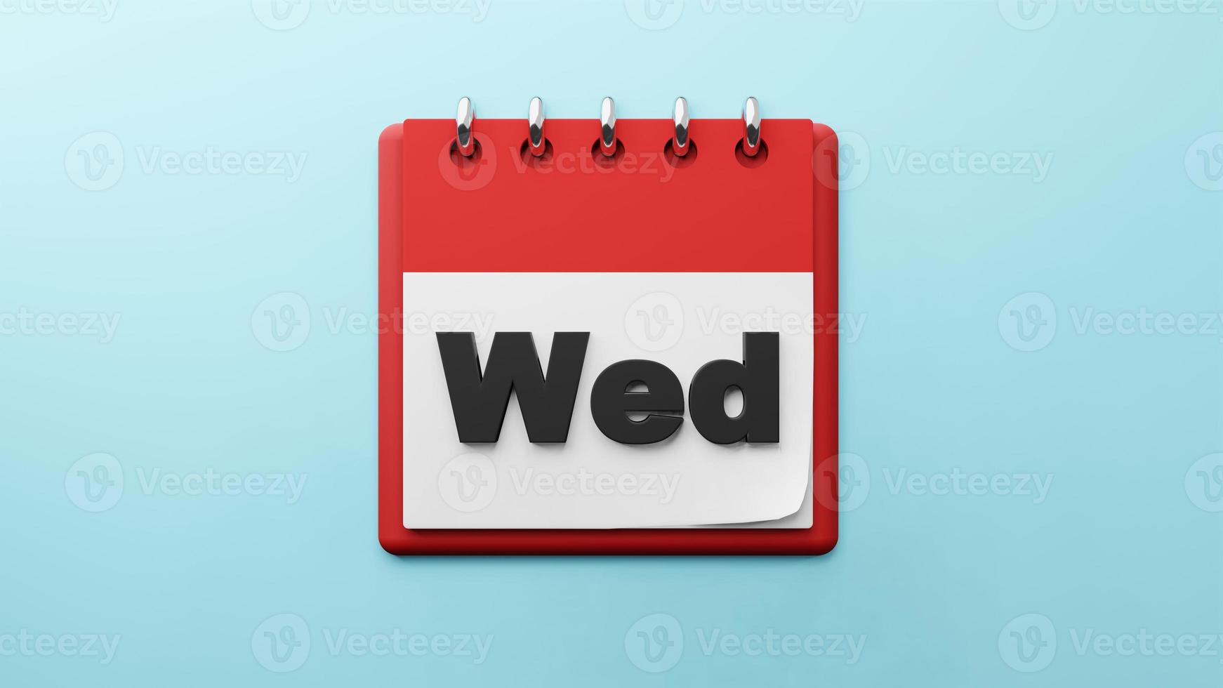 WED Wednesday on  paper desk  calendar  3d rendering photo