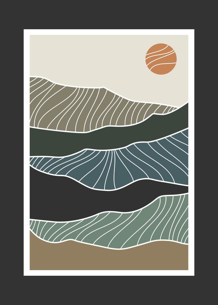 Abstract mountain painting, Abstract background, Premium Vector
