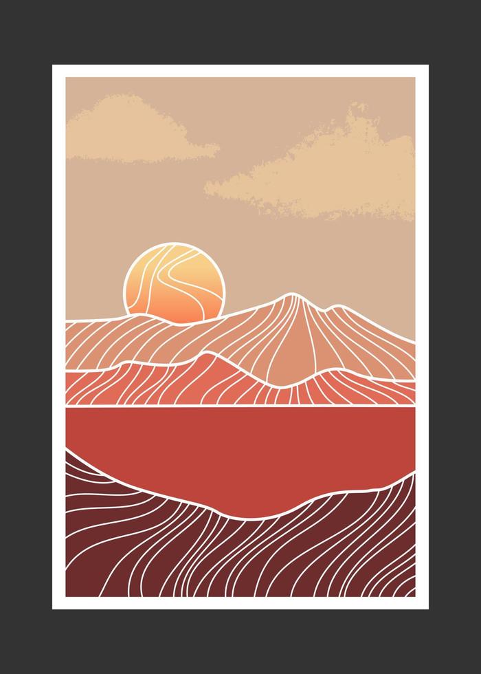 Abstract mountain painting, Abstract background, Premium Vector