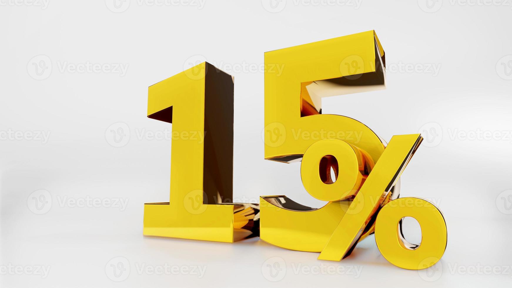 15 percent Golden symbol , 3D render photo