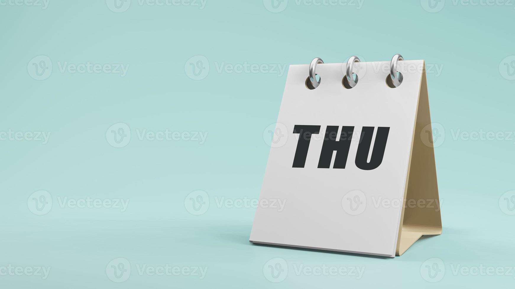 THU Thursday on  paper desk  calendar  3d rendering photo