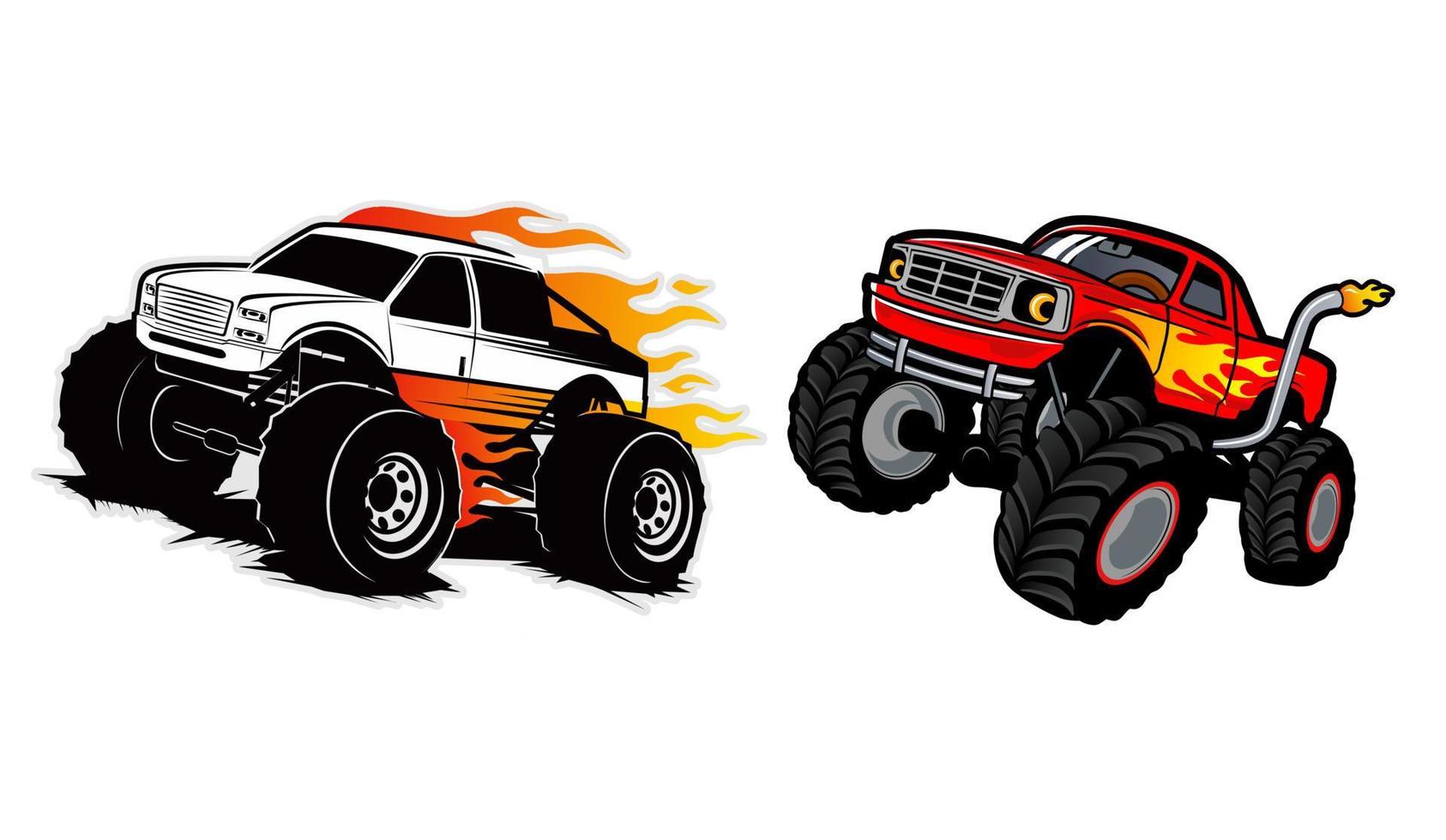 set of monster truck vector logo design inspiration, Design element for logo, poster, card, banner, emblem, t shirt. Vector illustration