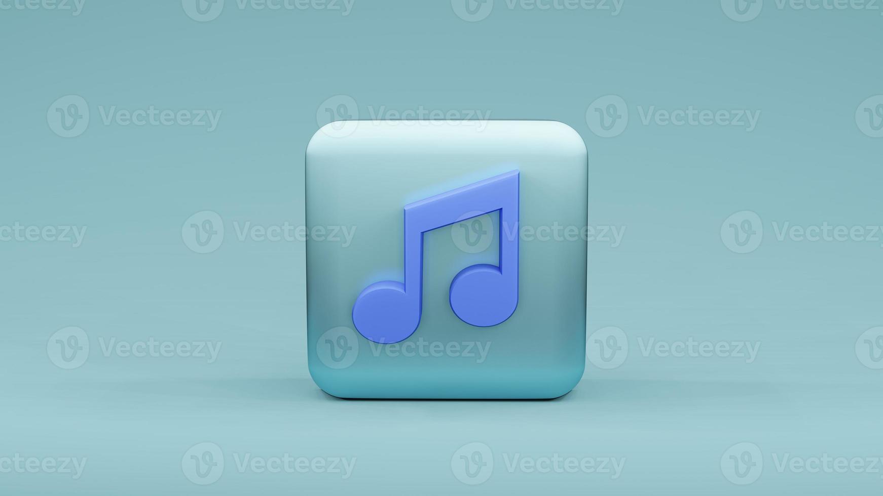 Music notes, song, melody icon on square shape , 3d rendering photo