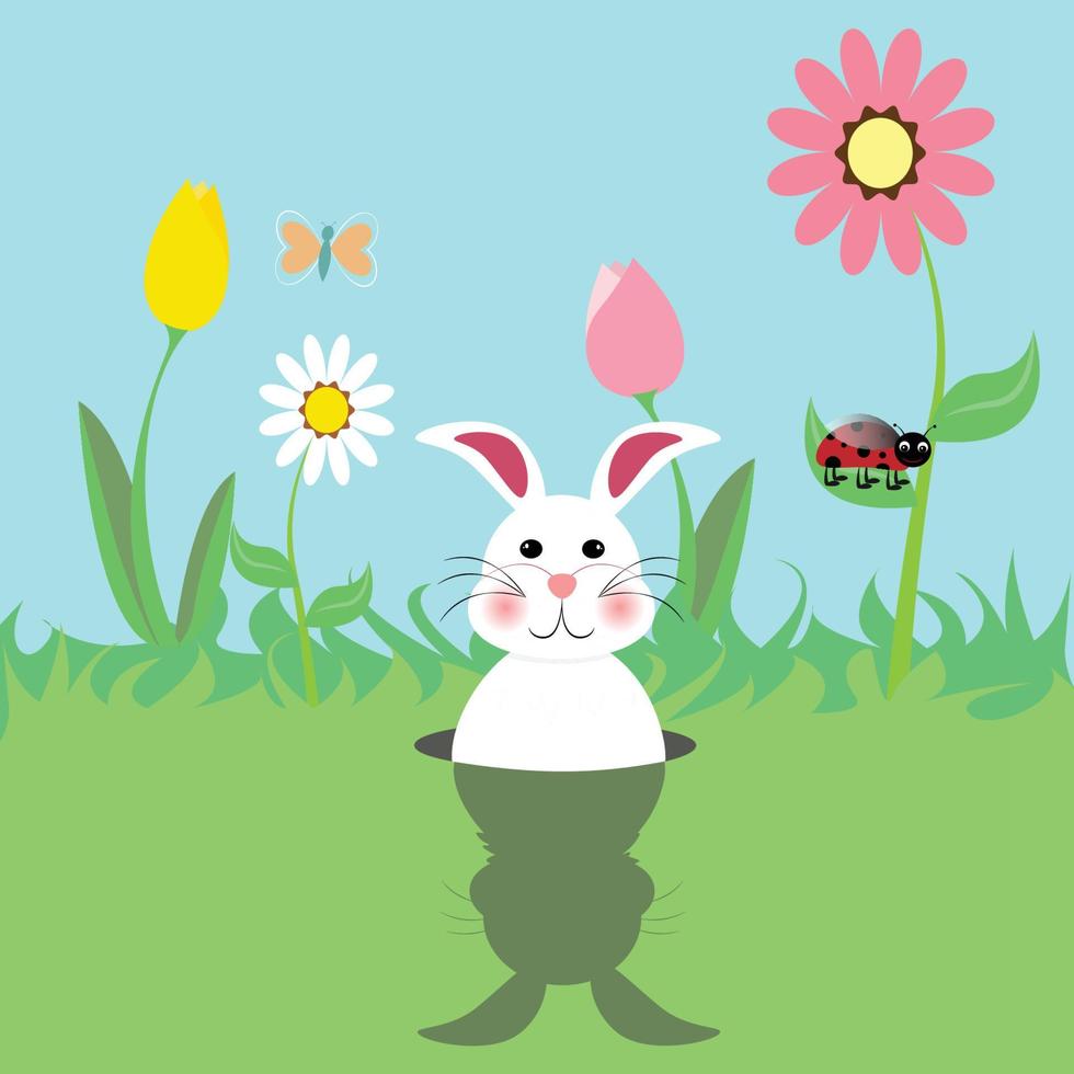 Easter bunny sees his shadow, time for spring vector