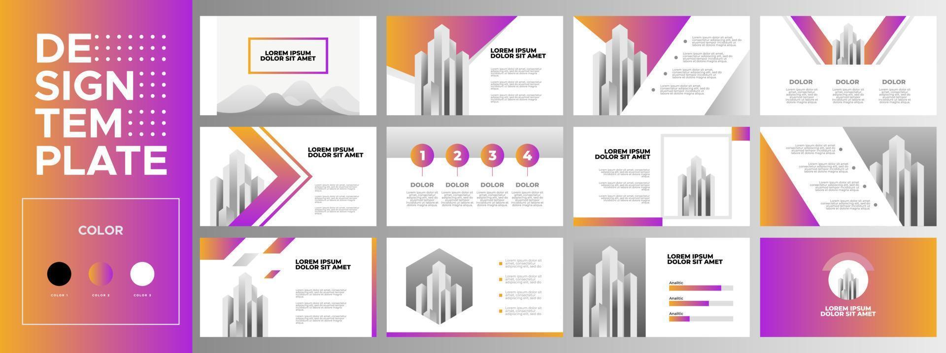 Purple and orange business presentation template vector