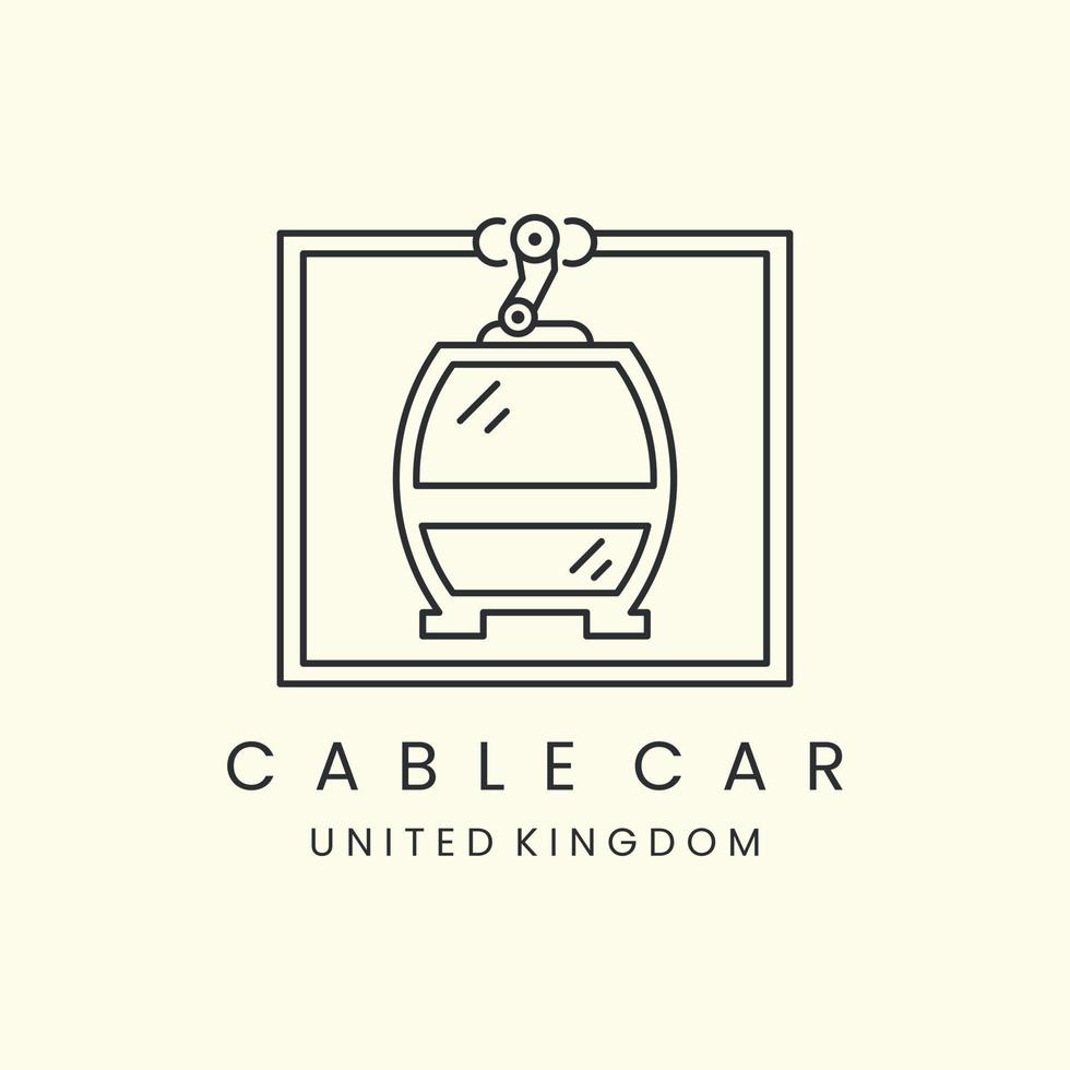 gondola with emblem and line art style logo icon template design. tram, portland, cable car, vector illustration