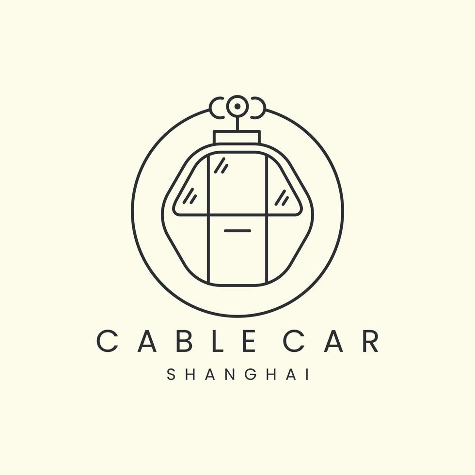 cable car with emblem and line art style logo icon template design. gondola vector illustration