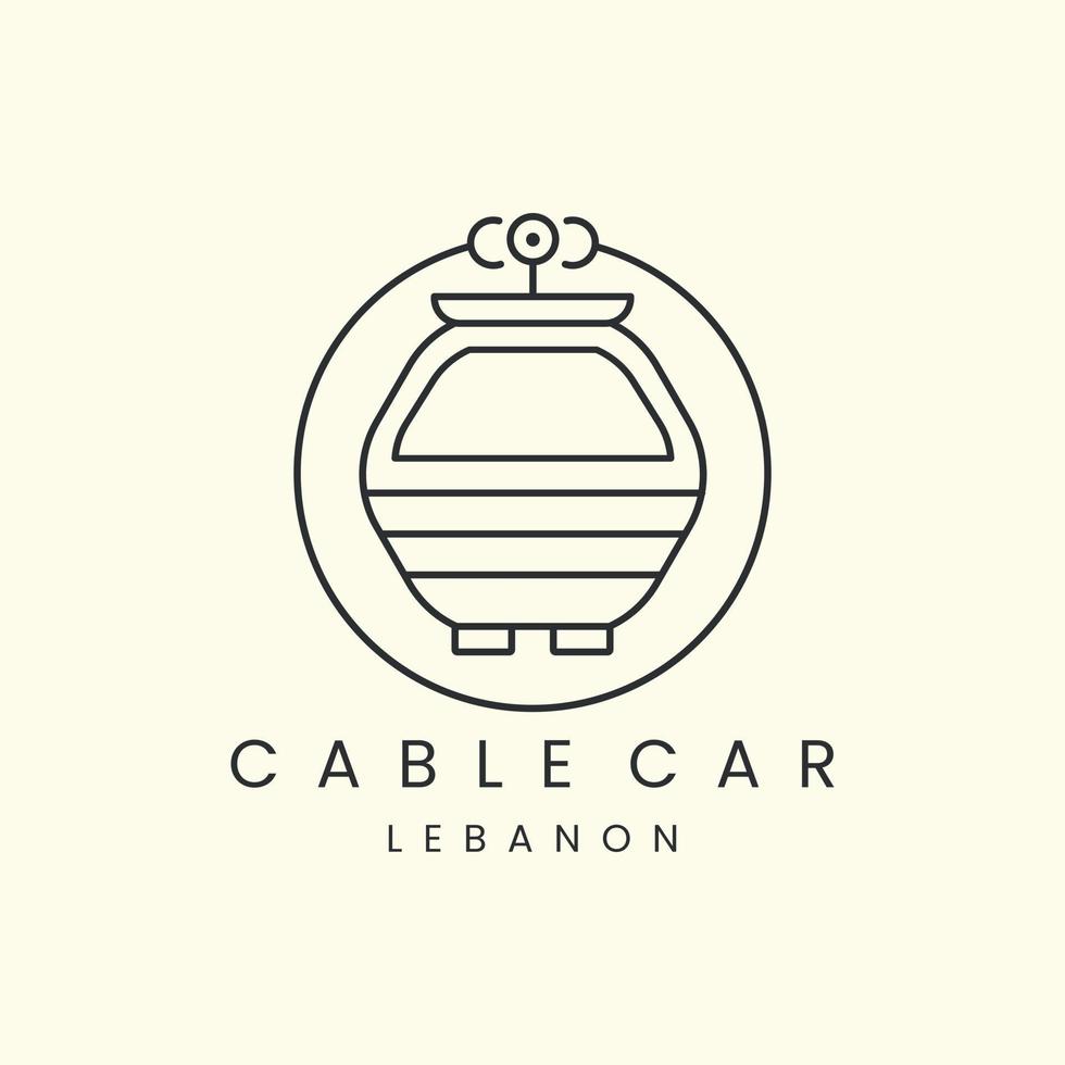 cable car with emblem and line art style logo icon template design. Aerial tramway, gondola, vector illustration