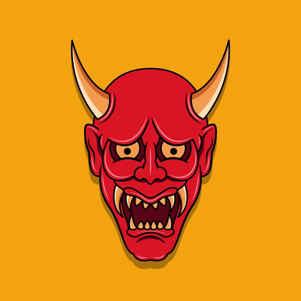 máscara de diablo japonés oni, ilustración vectorial eps.10 vector