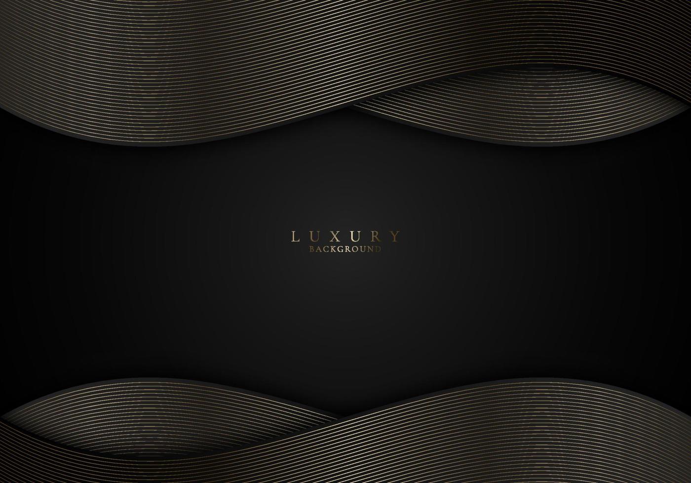 Abstract elegant black and gold wave lines on dark background vector