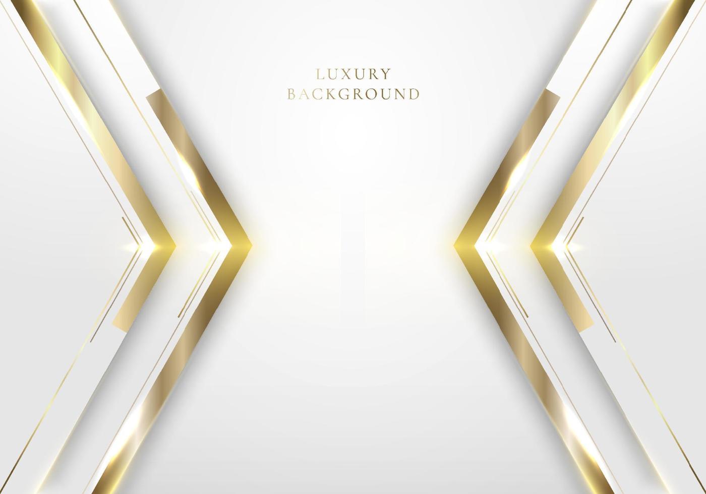 Abstract elegant modern template design 3D white and gold arrow with lighting on clean background luxury style vector