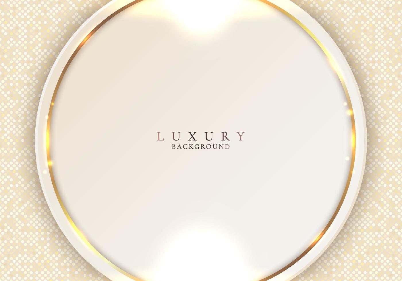 Elegant 3D golden circles with glow lighting effect on brown background polka dot pattern vector