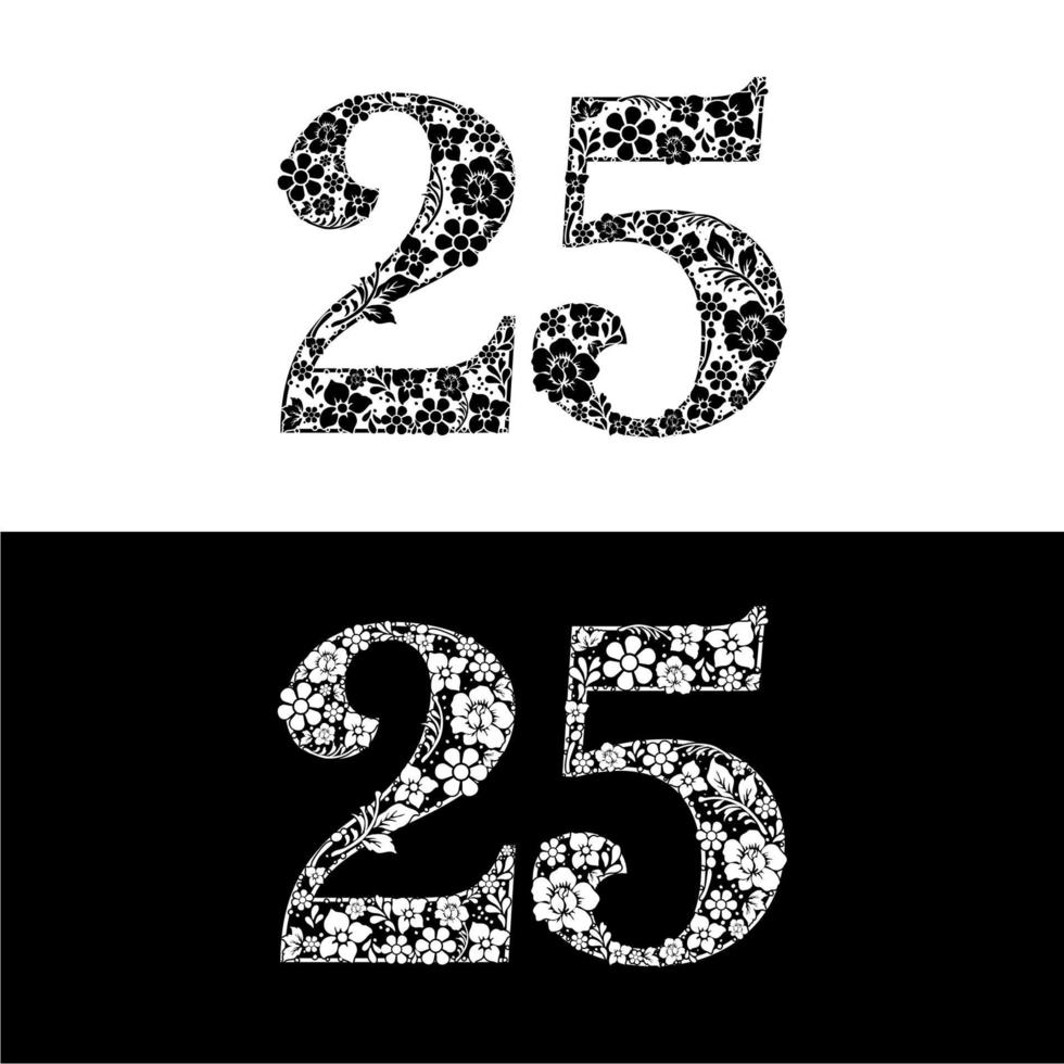 Number 25 Logo Composed Of Flowers And Plants vector