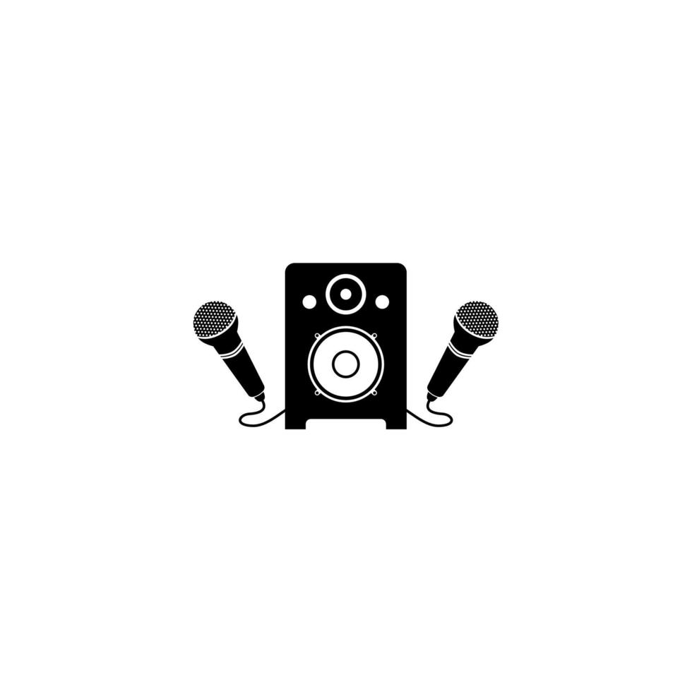 speaker with twin mic logo, logo design for karaoke business vector