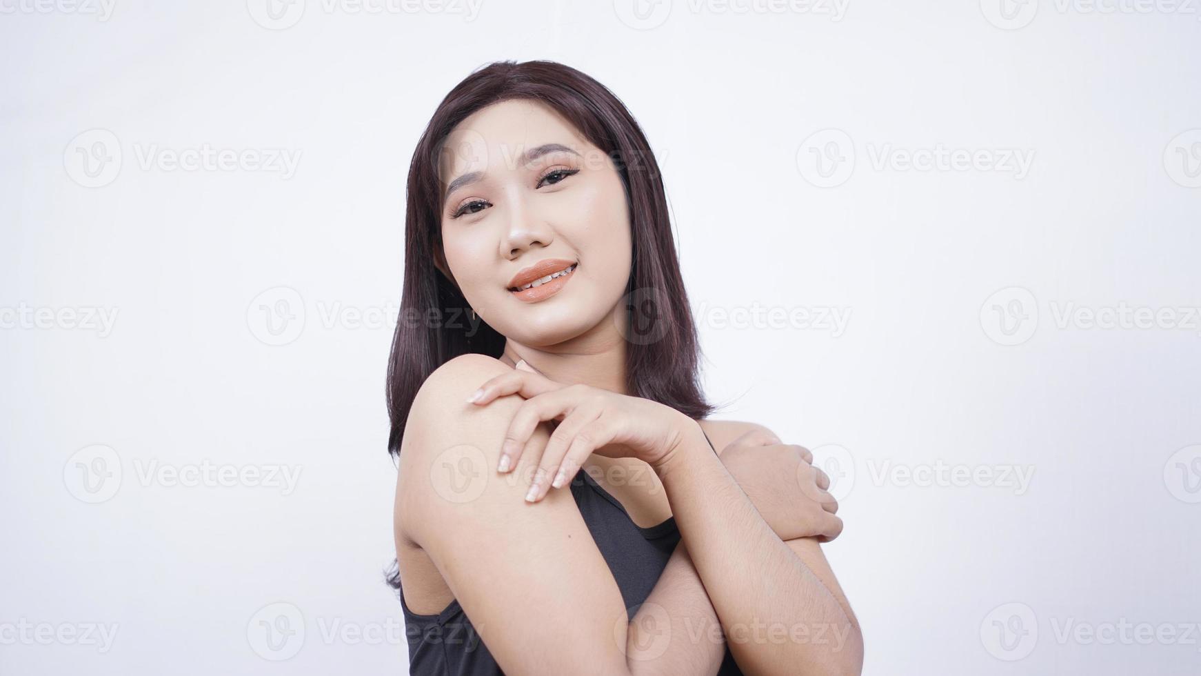 beautiful asian make up coquettish style isolated on white background photo
