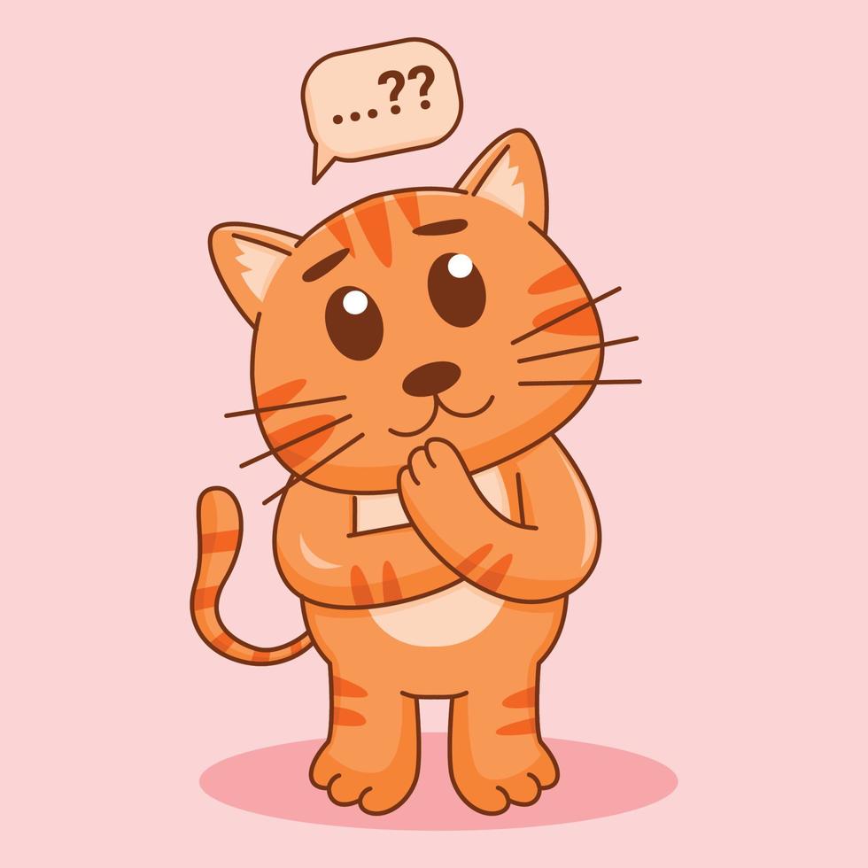 lindo gato naranja de pie, ilustración vectorial de dibujos animados vector