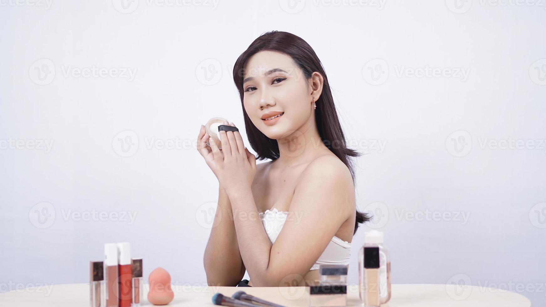 Asian beauty looks makeup isolated on white background photo