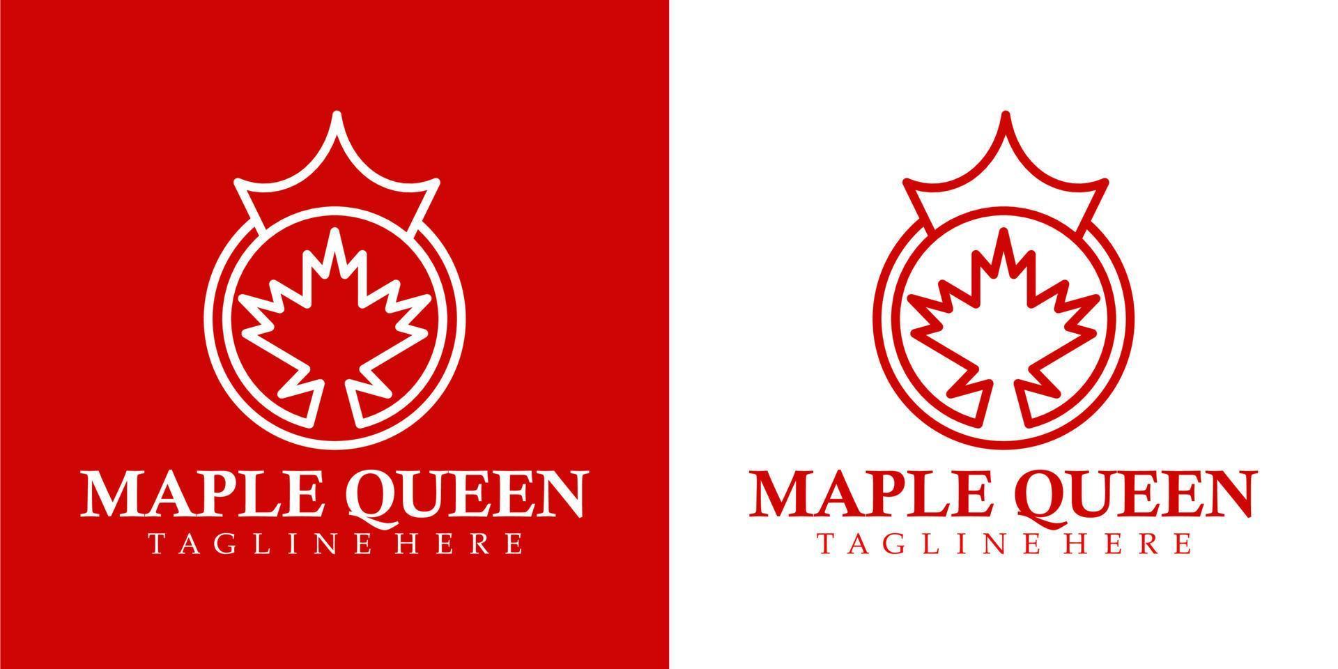 maple queen logo, maple leaf in monoline style vector