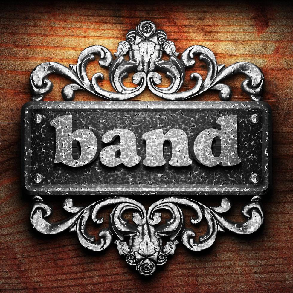 band word of iron on wooden background photo