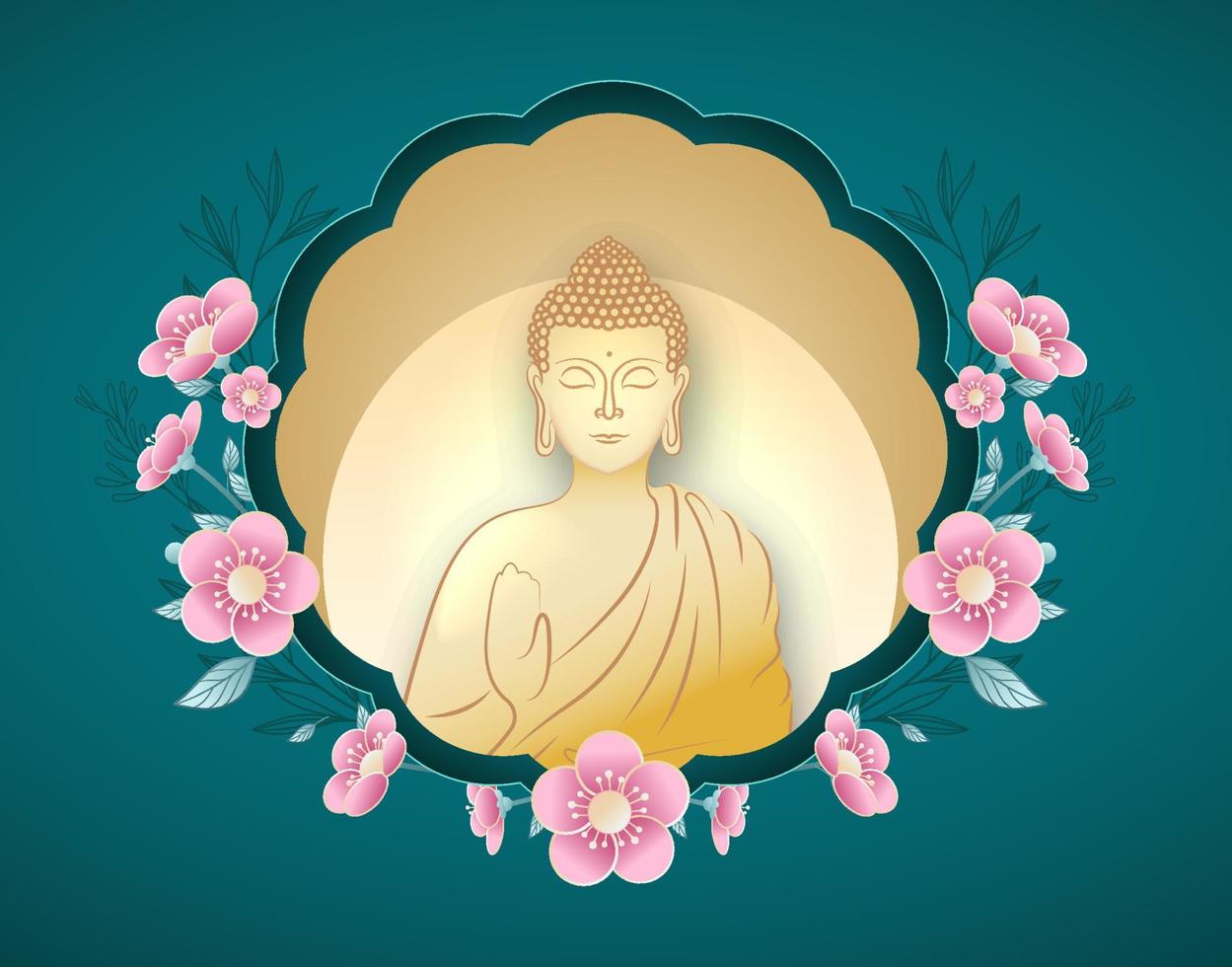 concepto creativo del día vesak para tarjeta o pancarta. feliz día de buda con la estatua de siddhartha gautama vector