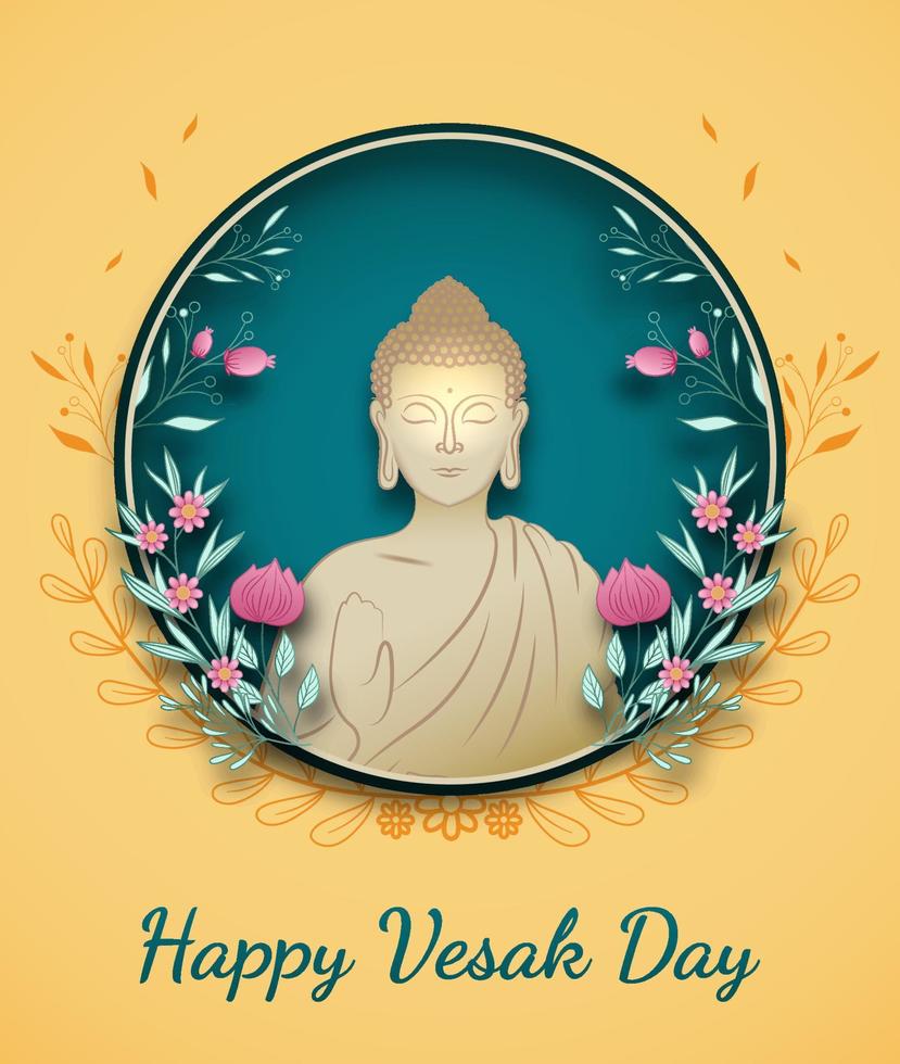 Vesak Day Creative Concept for Card or Banner. Happy Buddha Day with