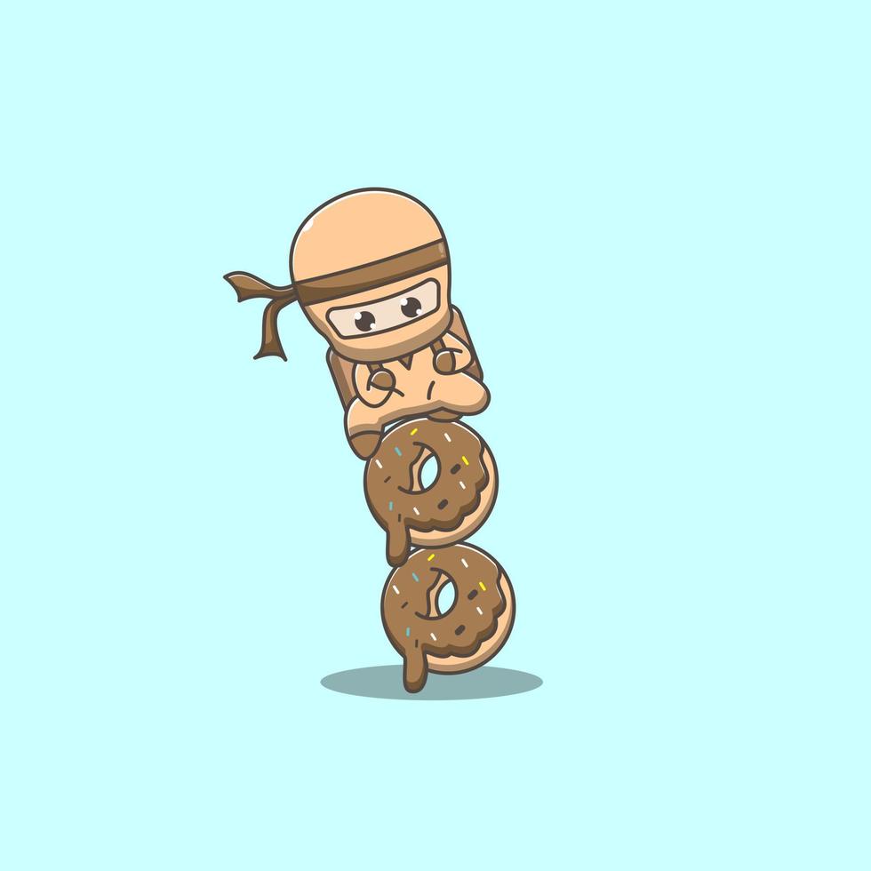 ninja and donut vector