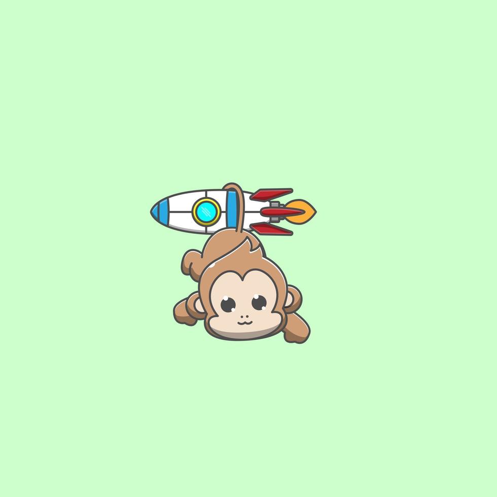 cute monkey playing rocket vector