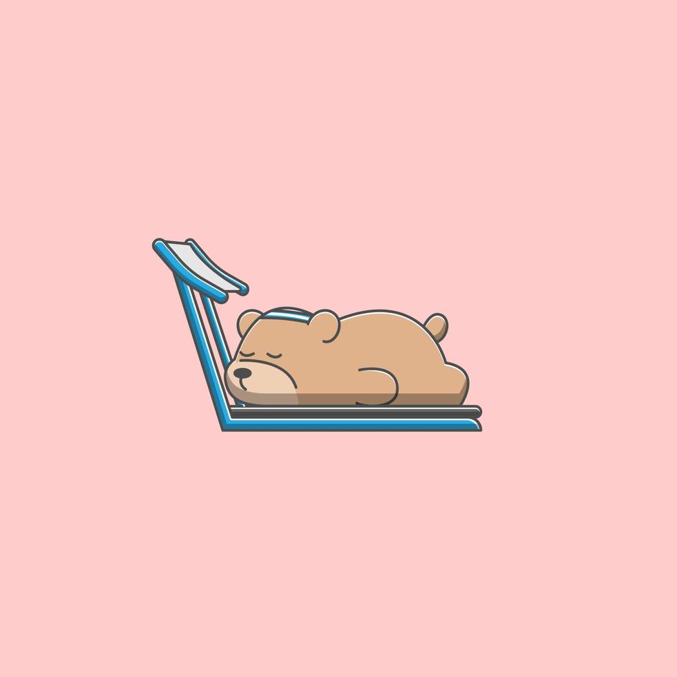 bear sleeping on a treadmill vector