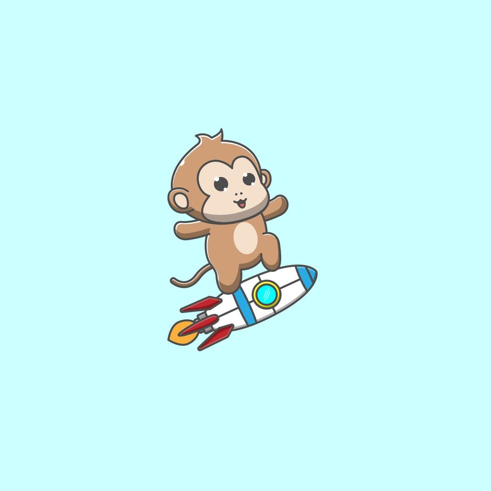 monkey riding rocket vector