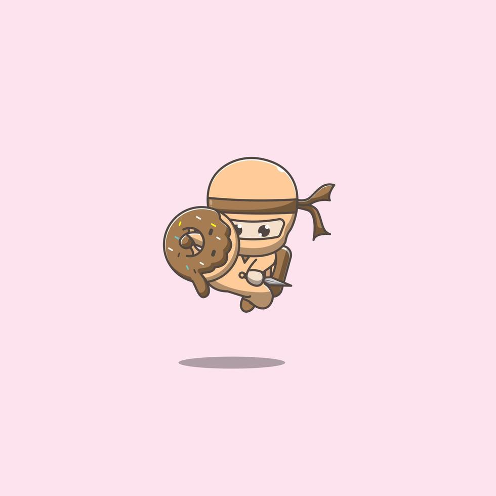 ninja and donut vector