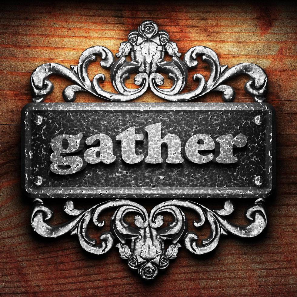 gather word of iron on wooden background photo