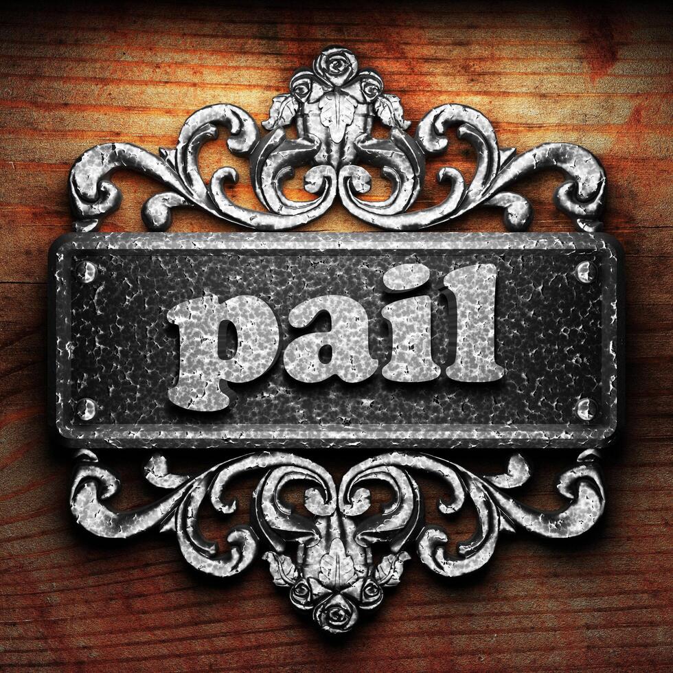 pail word of iron on wooden background 6342492 Stock Photo at Vecteezy