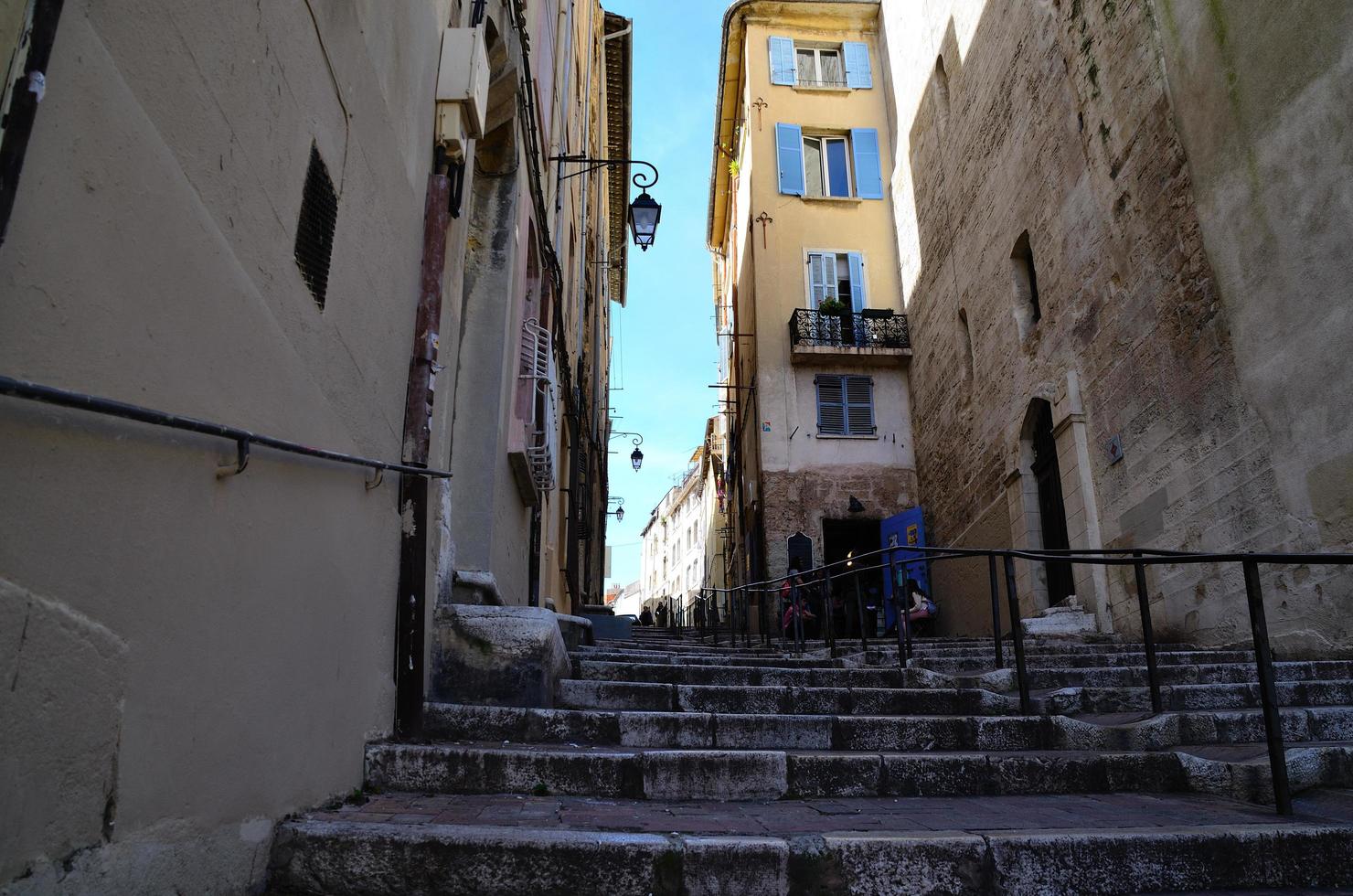 old stairs and houses in marseille photo