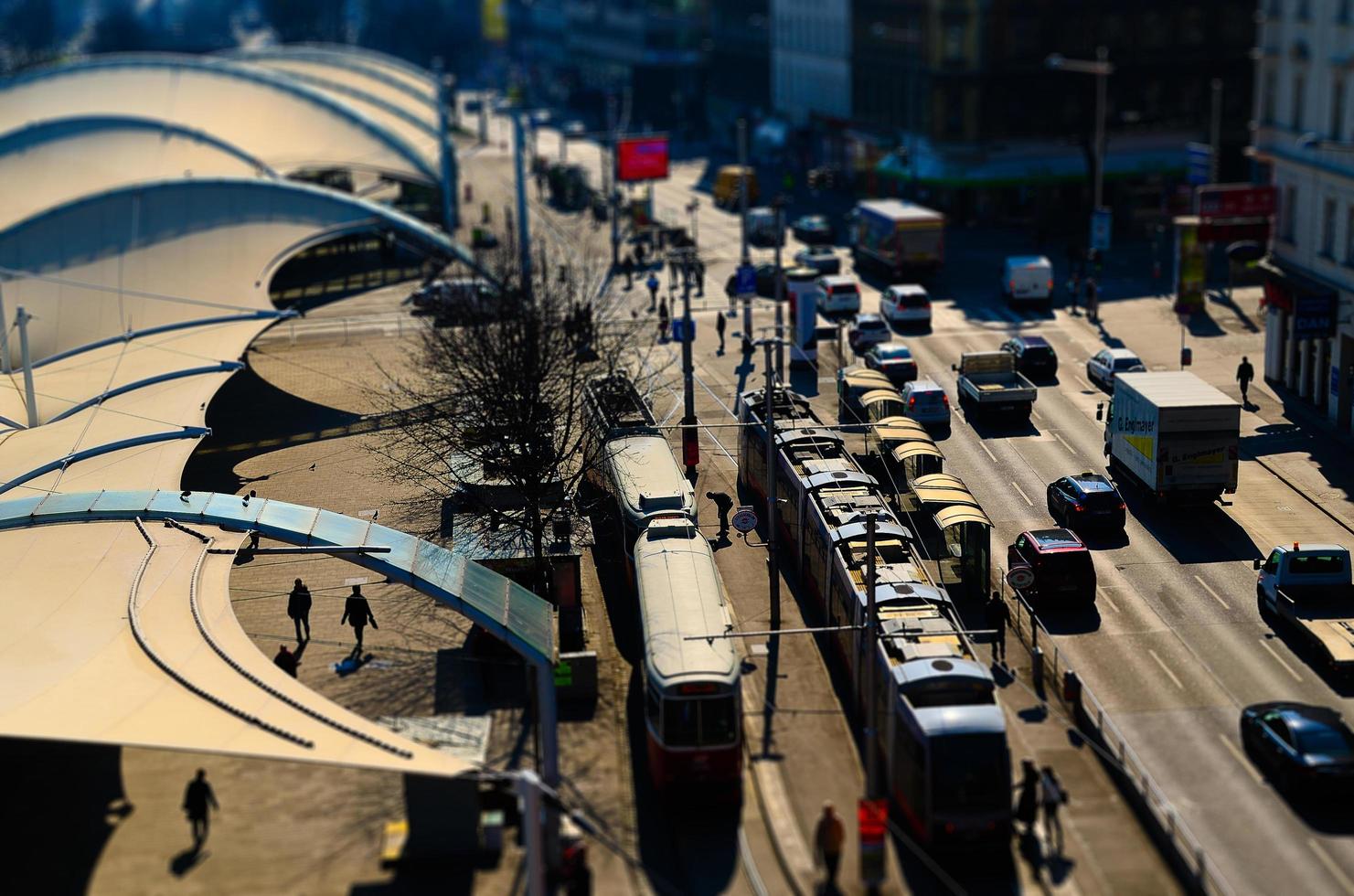 miniature city of vienna with tram cars photo