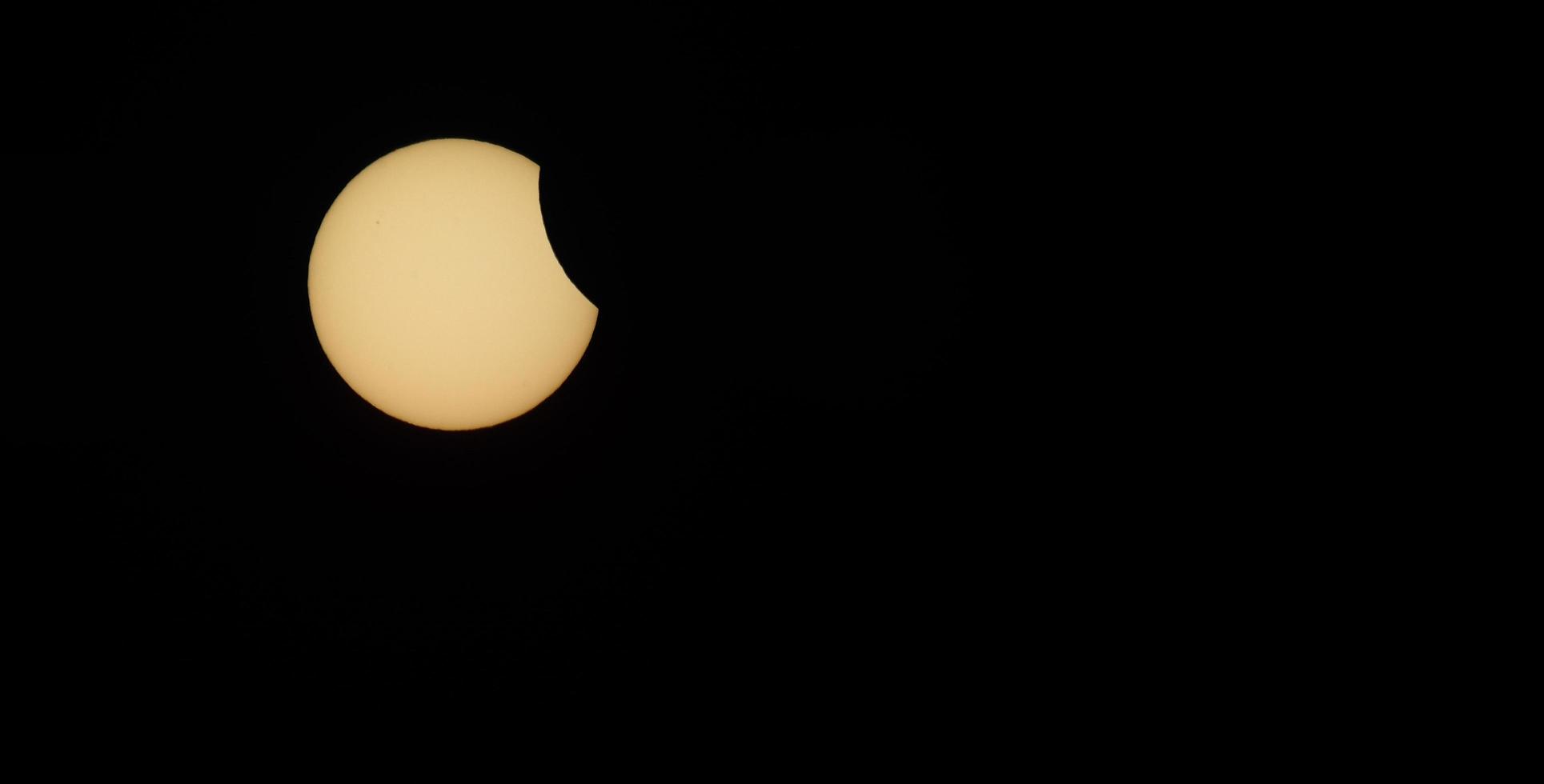 partial eclipse moon occurs panorama photo