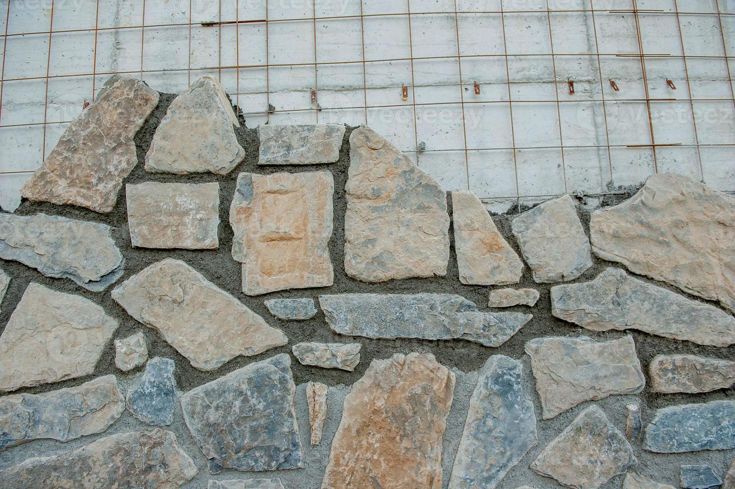 Coating with stones to make aesthetic wall photo